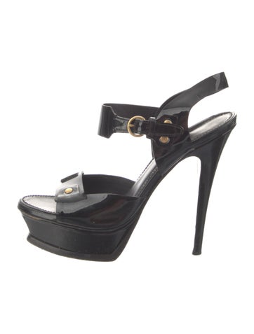 Yves Saint Laurent Rive Gauche Sandals Patent Leather Slingback 6.5