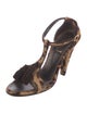 Yves Saint Laurent Rive Gauche Ponyhair Animal Print T-Strap Pumps