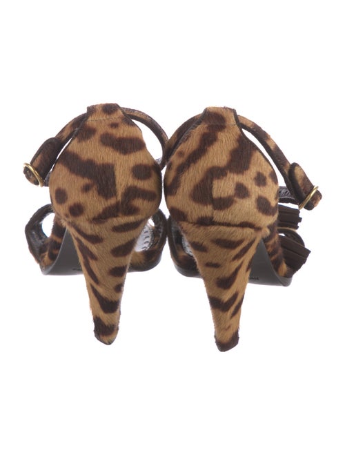 Yves Saint Laurent Rive Gauche Ponyhair Animal Print T-Strap Pumps