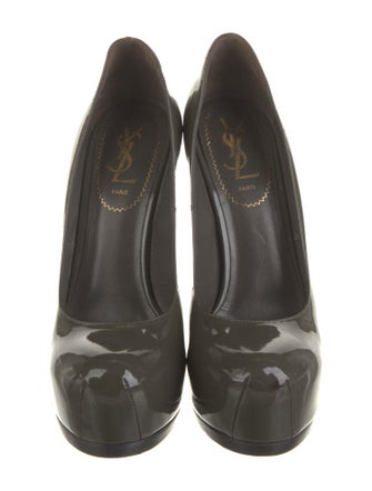 Yves Saint Laurent Rive Gauche Patent Leather Lace-Up Boots