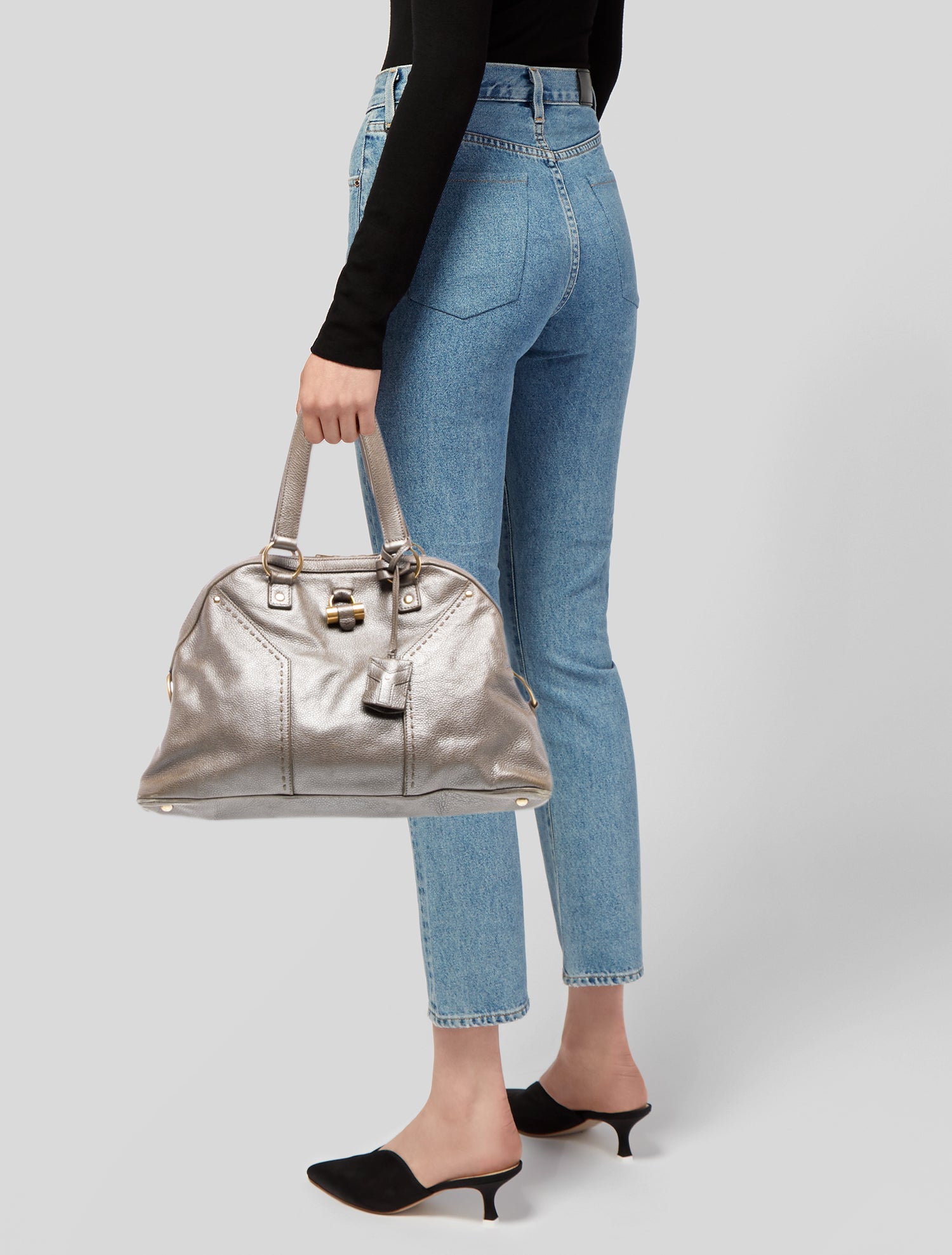 Yves Saint Laurent Rive Gauche Leather Top Handle Bag Large