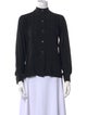 Yves Saint Laurent Rive Gauche Silk Mock Neck Button-Up Top