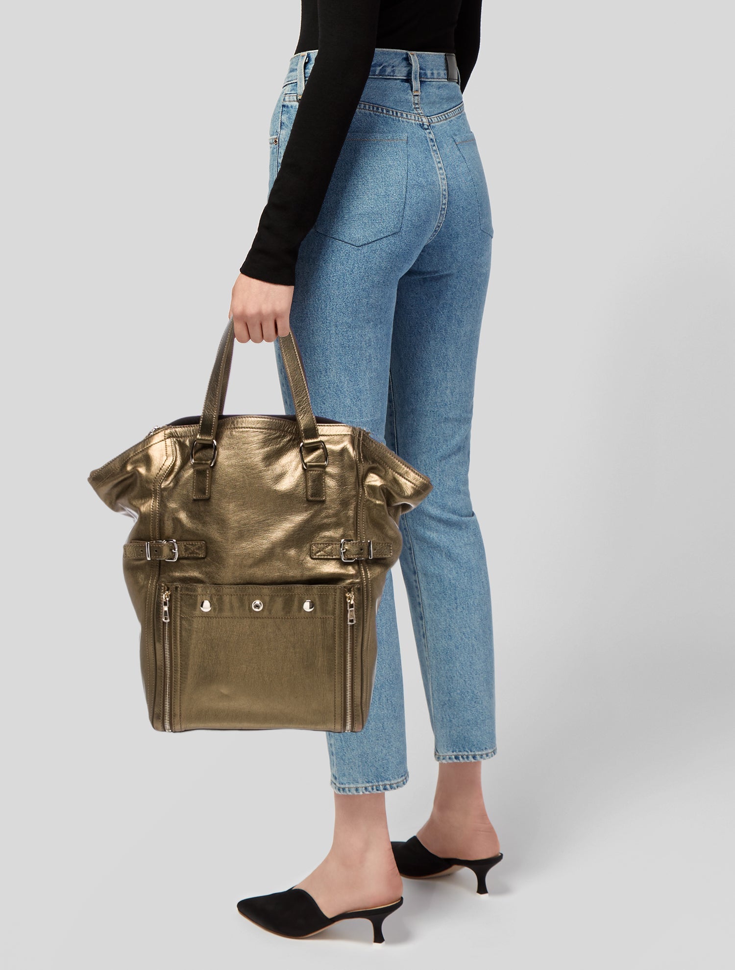 Yves Saint Laurent Rive Gauche Leather Bucket Bag Large