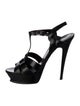Yves Saint Laurent Rive Gauche Patent Leather T-Strap Sandals