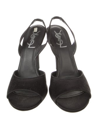 Yves Saint Laurent Rive Gauche Satin Slingback Sandals