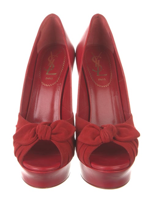 Yves Saint Laurent Rive Gauche Leather Bow Accents Pumps