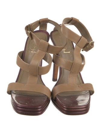 Yves Saint Laurent Rive Gauche Leather T-Strap Sandals