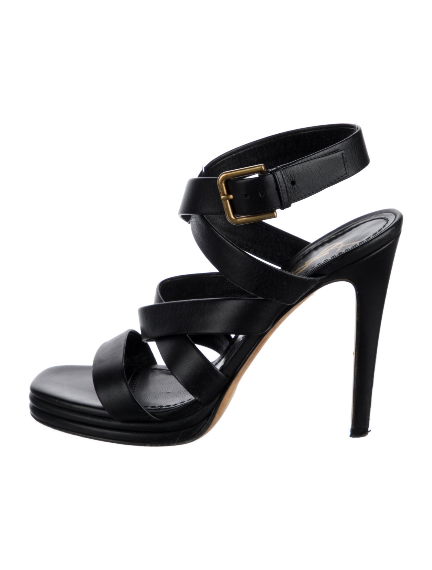 Yves Saint Laurent Rive Gauche Leather Slingback Sandals