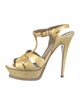 Yves Saint Laurent Rive Gauche Patent Leather T-Strap Sandals
