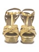 Yves Saint Laurent Rive Gauche Patent Leather T-Strap Sandals