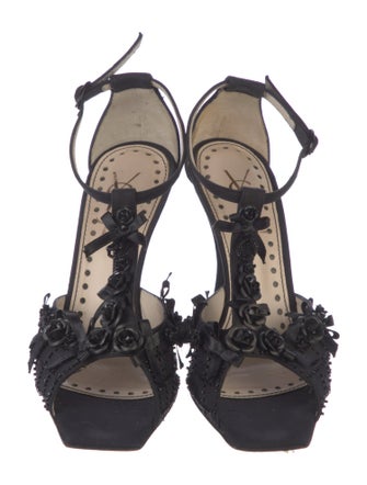 Yves Saint Laurent Rive Gauche Satin Bow Accents Gladiator Sandals