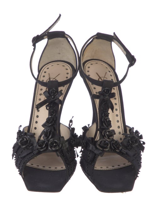 Yves Saint Laurent Rive Gauche Satin Bow Accents Gladiator Sandals