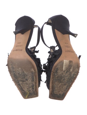 Yves Saint Laurent Rive Gauche Satin Bow Accents Gladiator Sandals