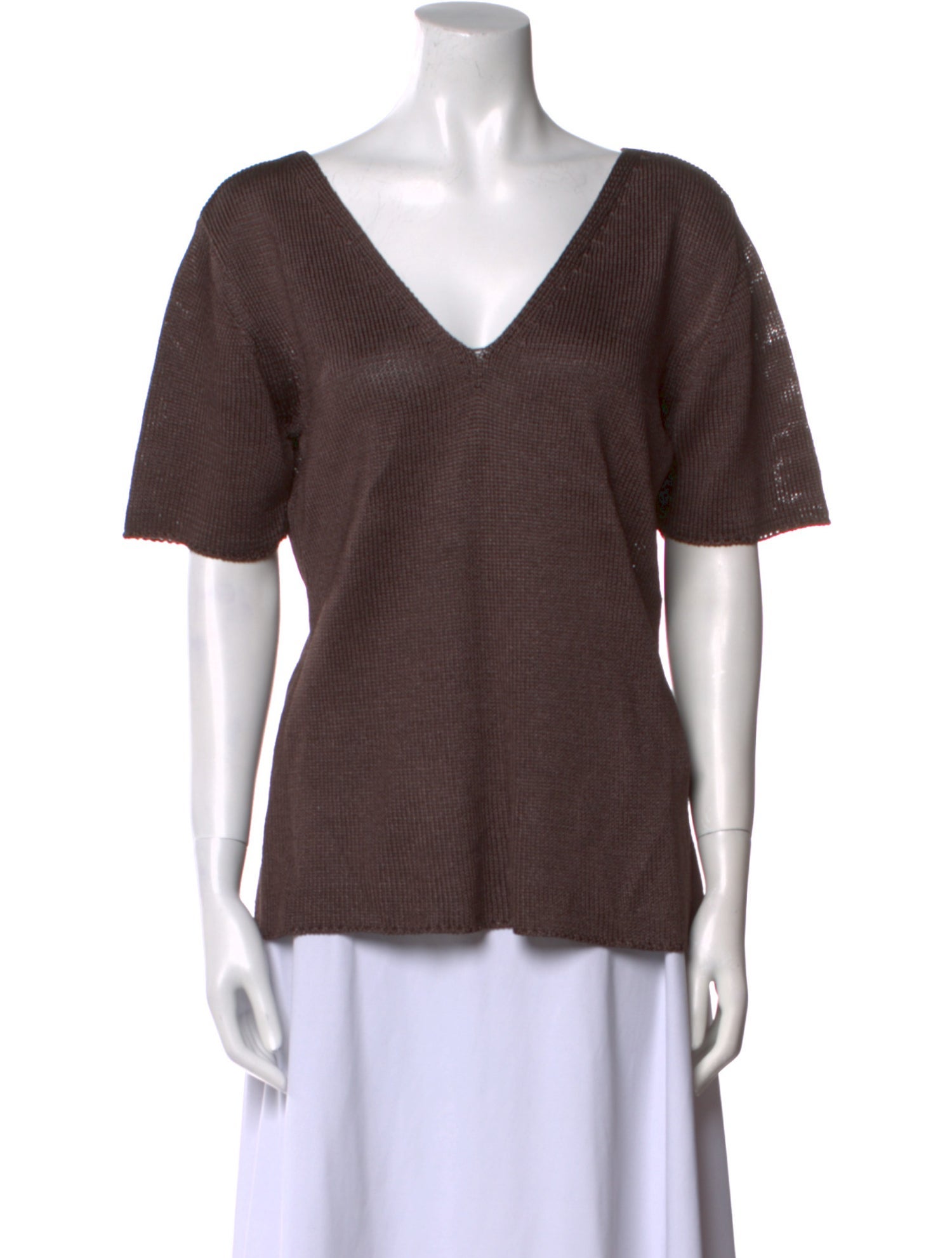 Yves Saint Laurent Rive Gauche V-Neck Short Sleeve T-Shirt