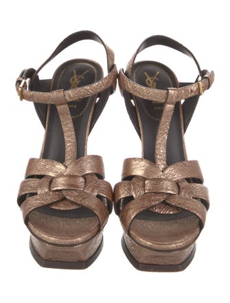 Yves Saint Laurent Rive Gauche Leather T-Strap Sandals