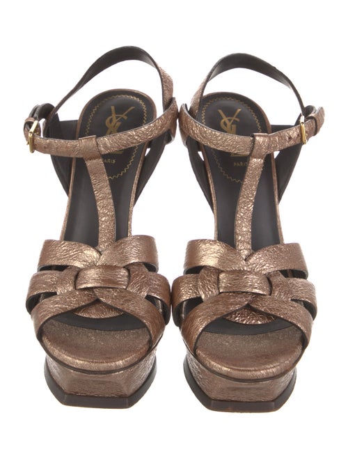 Yves Saint Laurent Rive Gauche Leather T-Strap Sandals