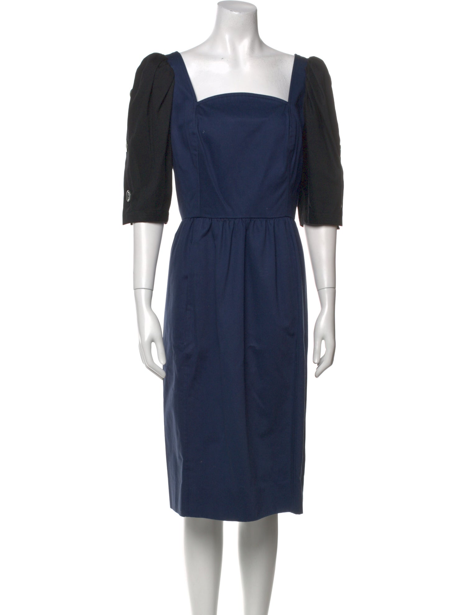 Yves Saint Laurent Rive Gauche Square Neckline Midi Length Dress