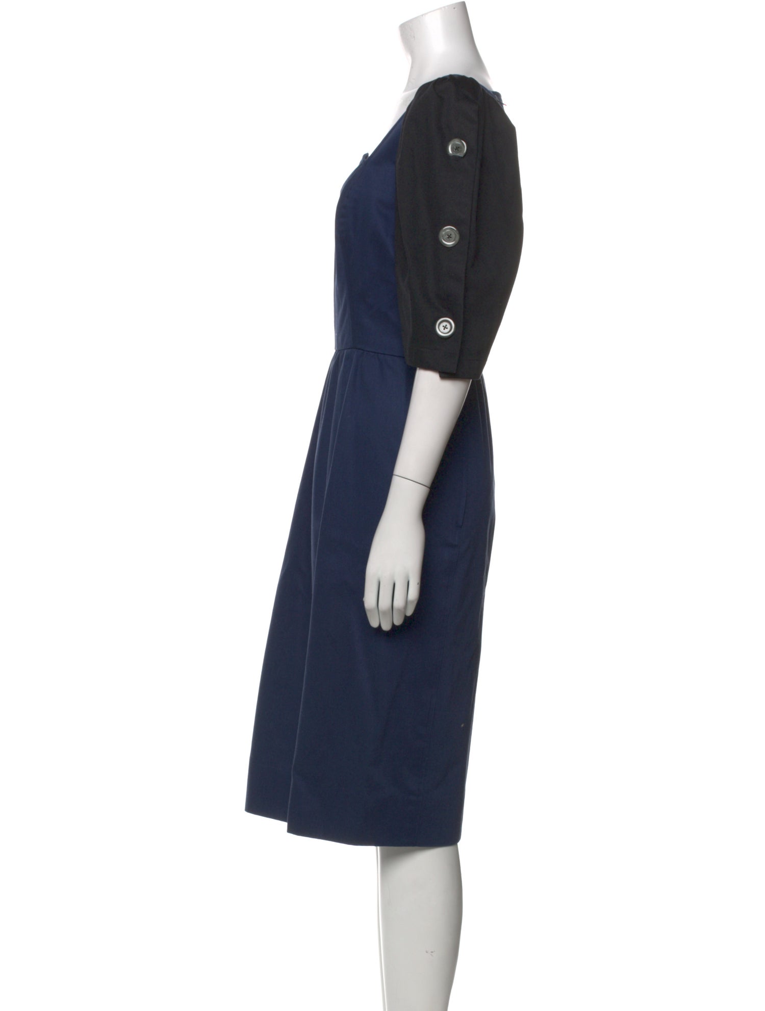 Yves Saint Laurent Rive Gauche Square Neckline Midi Length Dress