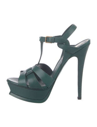 Yves Saint Laurent Rive Gauche Leather T-Strap Sandals
