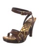 Yves Saint Laurent Rive Gauche Leather Colorblock Pattern Sandals