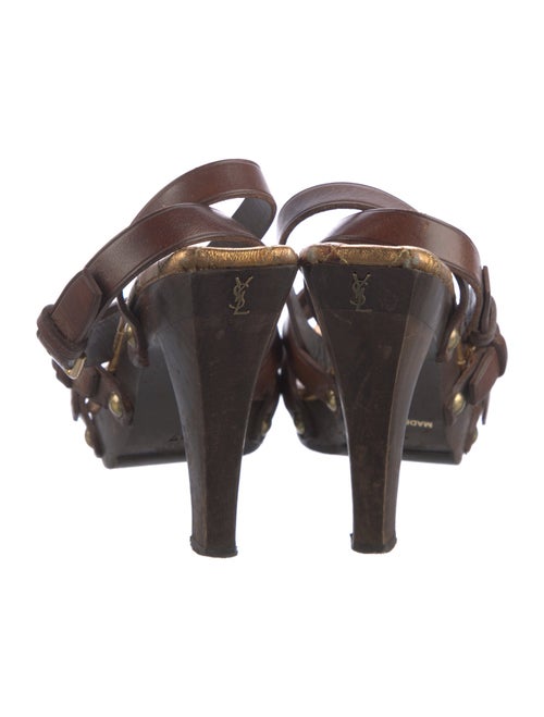 Yves Saint Laurent Rive Gauche Leather Colorblock Pattern Sandals