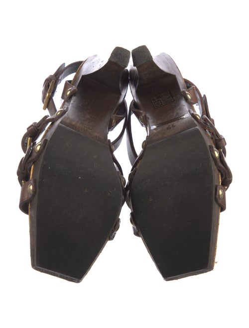 Yves Saint Laurent Rive Gauche Leather Colorblock Pattern Sandals