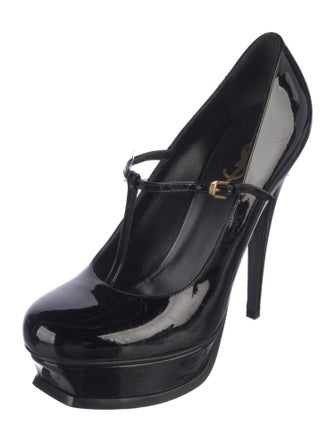 Yves Saint Laurent Rive Gauche Patent Leather T-Strap Pumps
