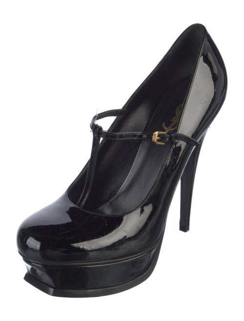 Yves Saint Laurent Rive Gauche Patent Leather T-Strap Pumps