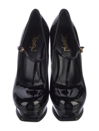 Yves Saint Laurent Rive Gauche Patent Leather T-Strap Pumps
