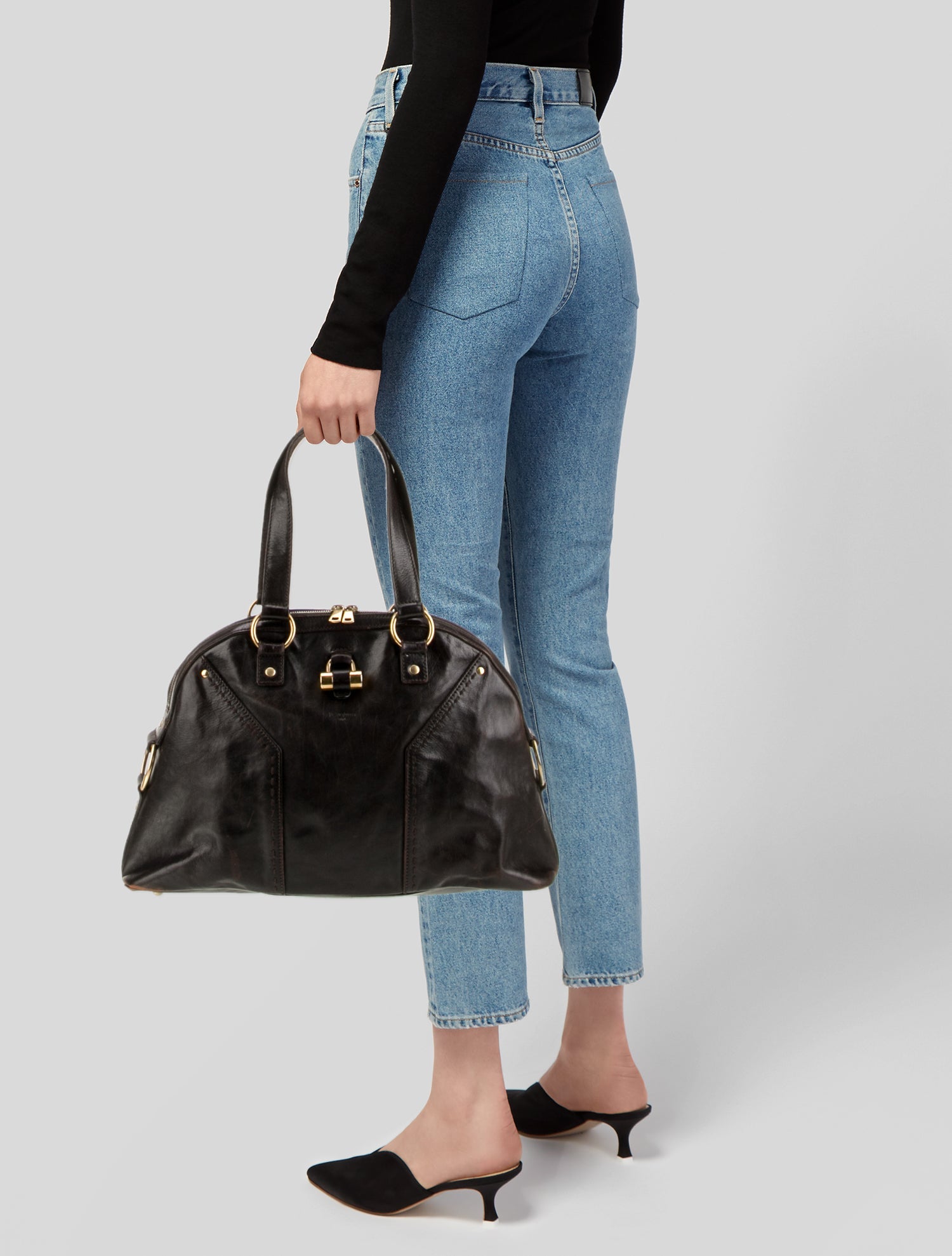 Yves Saint Laurent Rive Gauche Leather Shoulder Bag Vintage