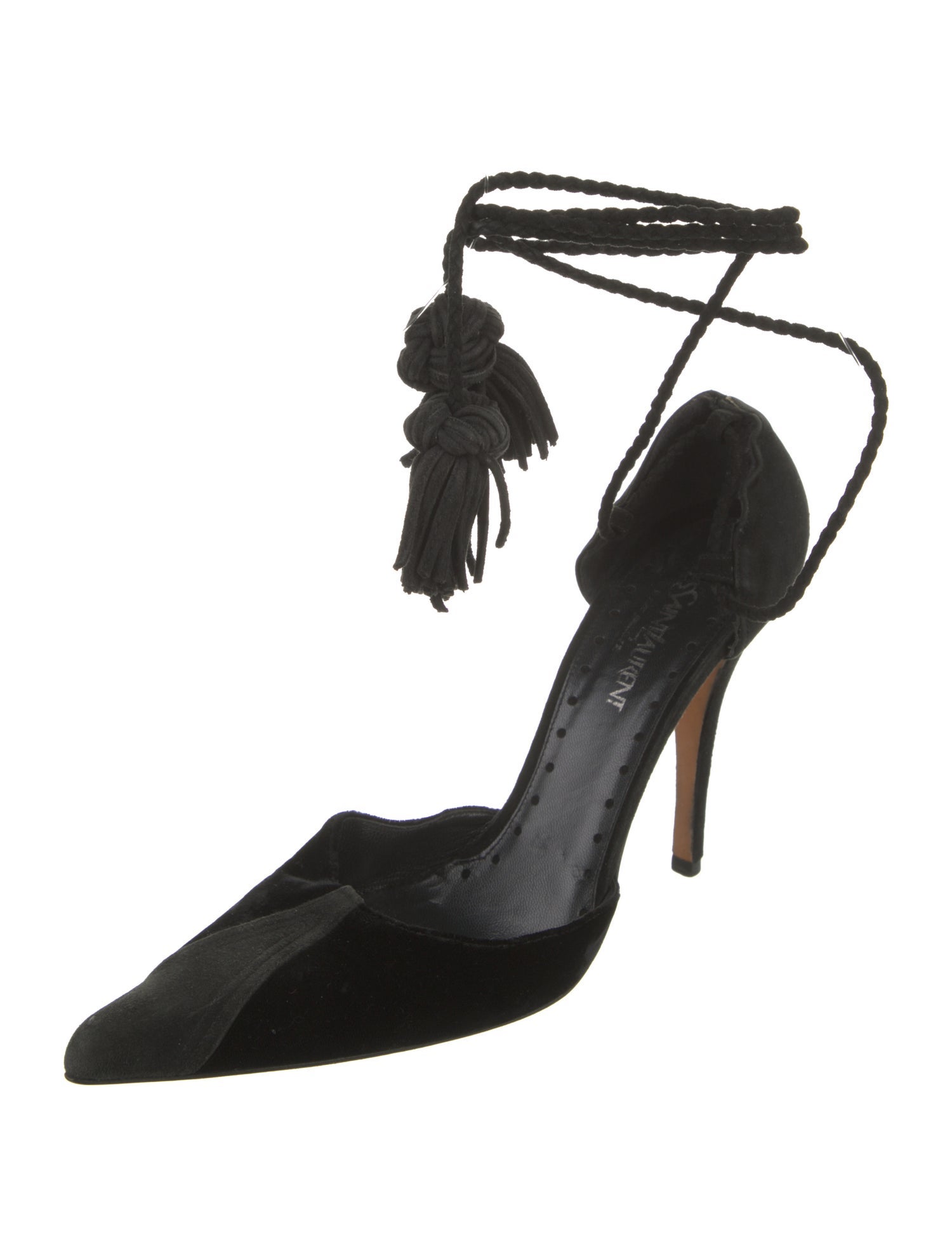 Yves Saint Laurent Rive Gauche Velvet Tassel Accents D'Orsay Pumps