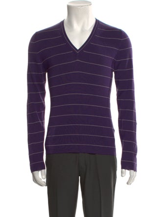 Yves Saint Laurent Rive Gauche Wool Striped Pullover