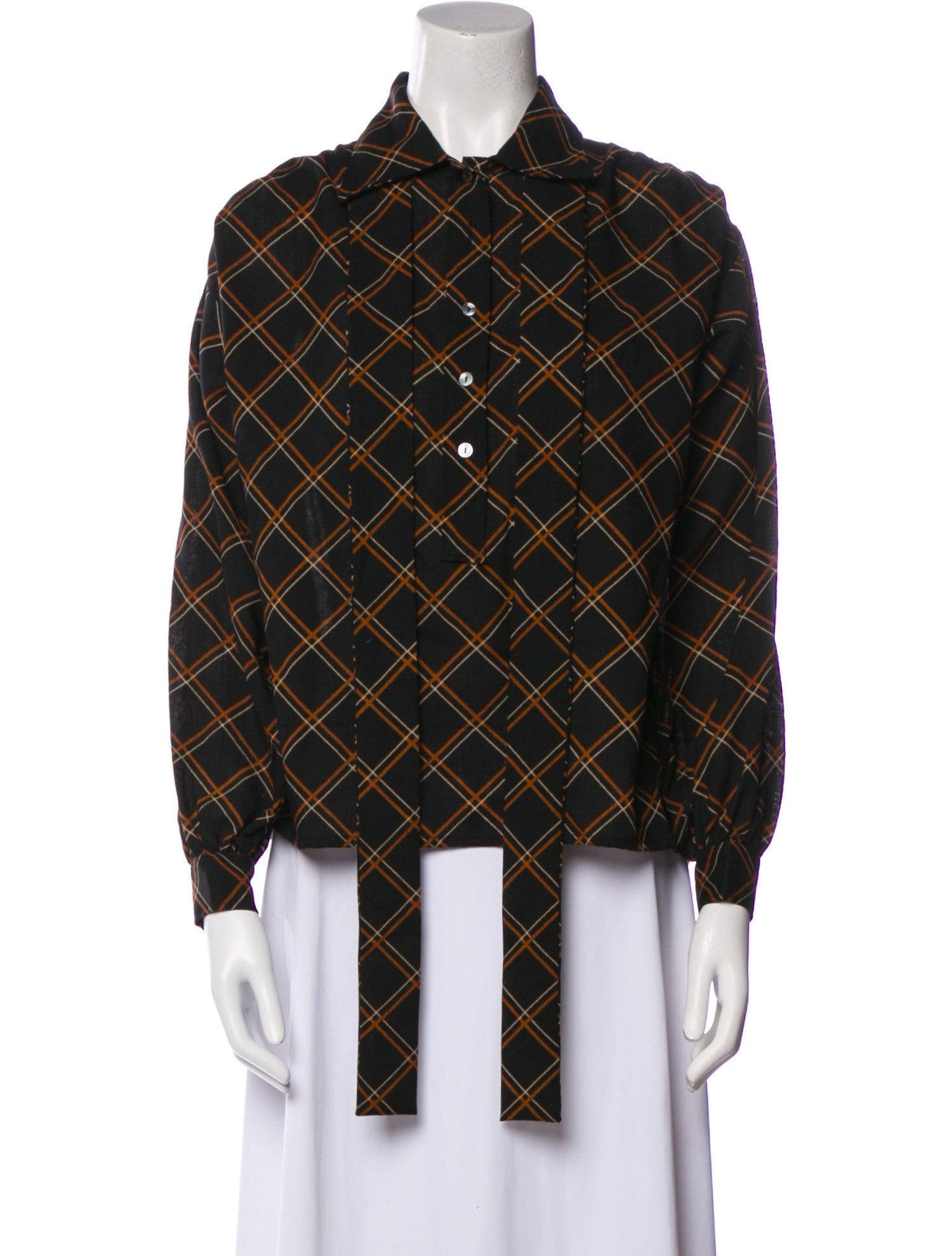 Yves Saint Laurent Rive Gauche Vintage Late 1970's - Early 1980's Button-Up Top