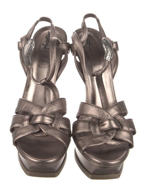 Yves Saint Laurent Rive Gauche Leather T-Strap Sandals