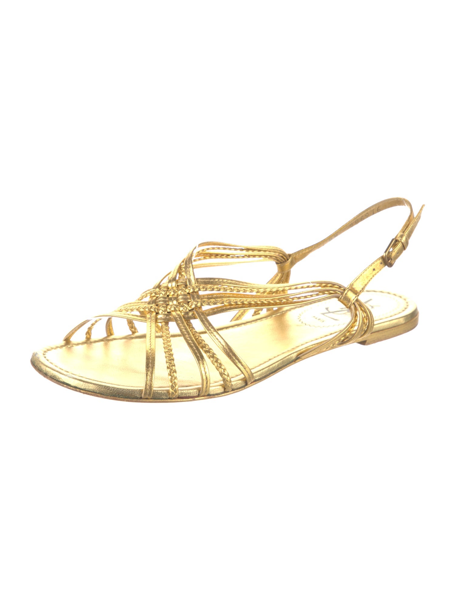 Yves Saint Laurent Rive Gauche Leather Braided Accents Sandals