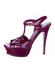 Yves Saint Laurent Rive Gauche Patent Leather T-Strap Sandals