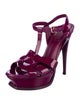 Yves Saint Laurent Rive Gauche Patent Leather T-Strap Sandals