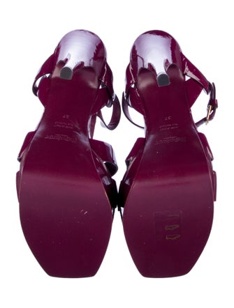 Yves Saint Laurent Rive Gauche Patent Leather T-Strap Sandals