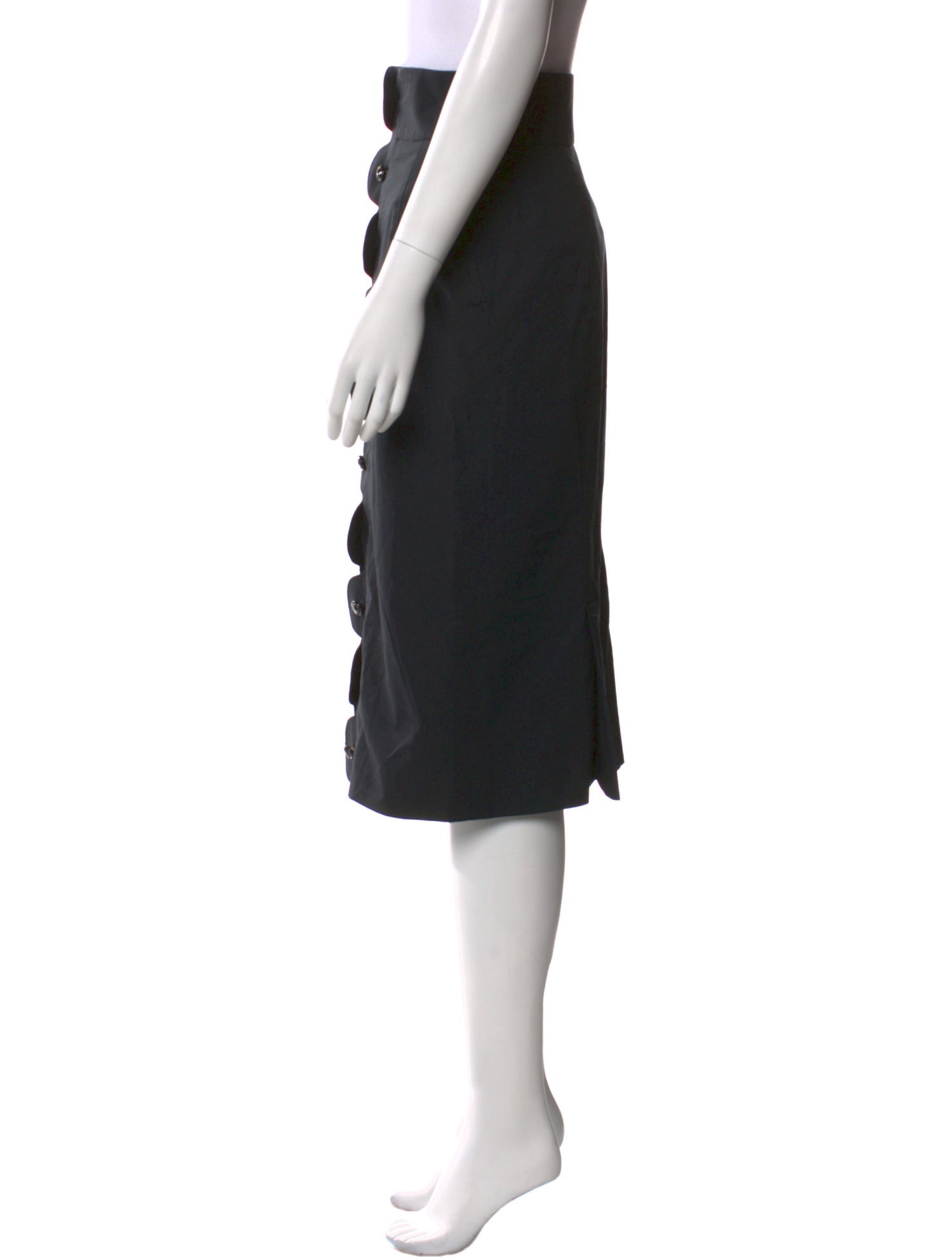 Yves Saint Laurent Rive Gauche Scalloped Accent Knee-Length Skirt