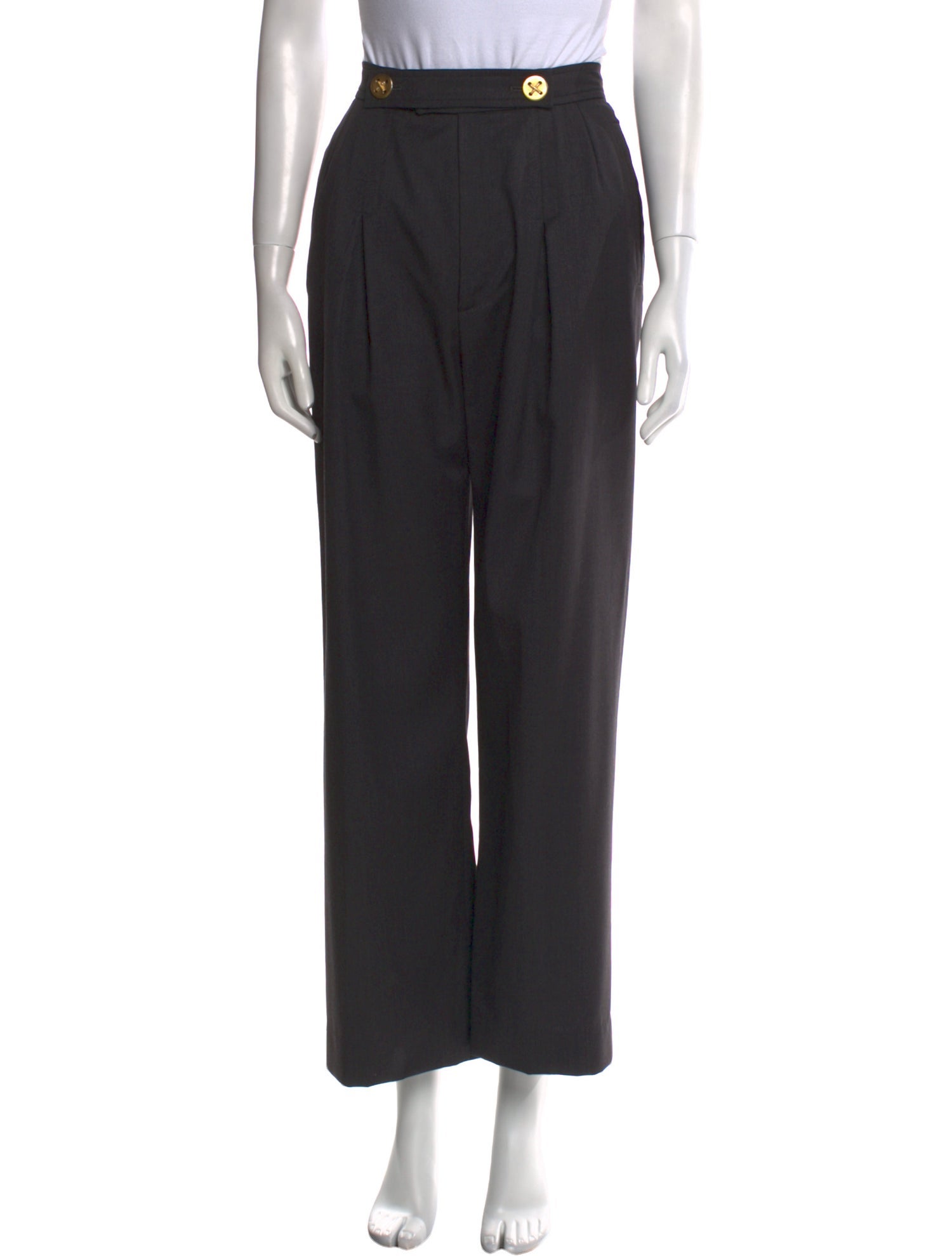 Yves Saint Laurent Rive Gauche Wool Wide Leg Pants