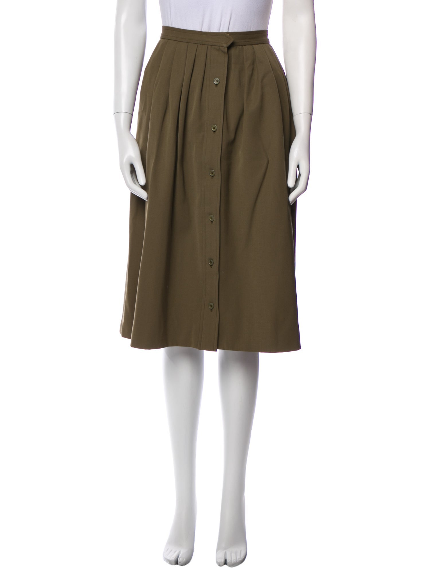 Yves Saint Laurent Rive Gauche Pleated Accents Knee-Length Skirt