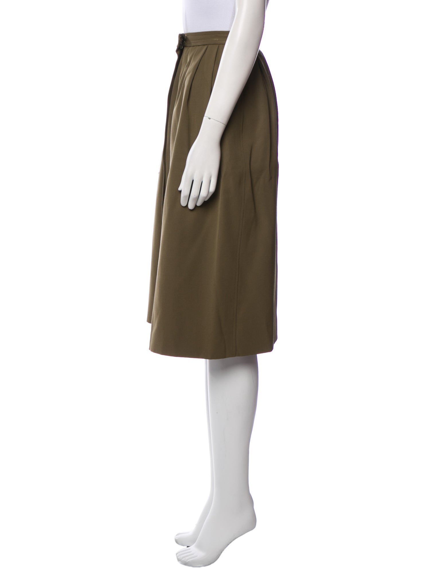 Yves Saint Laurent Rive Gauche Pleated Accents Knee-Length Skirt