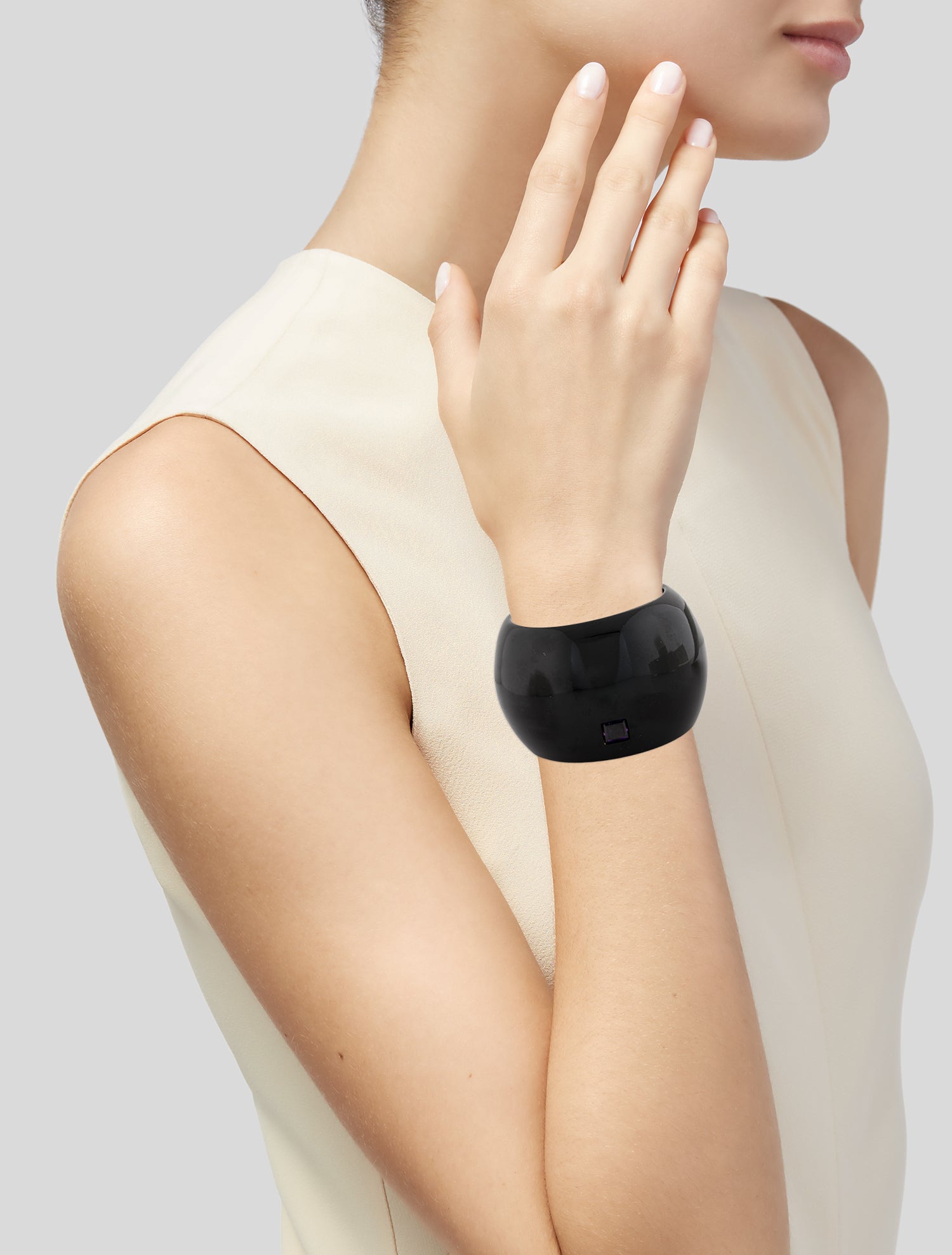 Yves Saint Laurent Rive Gauche Crystal & Resin Dome Bangle Bracelet