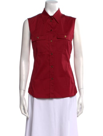 Yves Saint Laurent Rive Gauche Sleeveless Button-Up Top