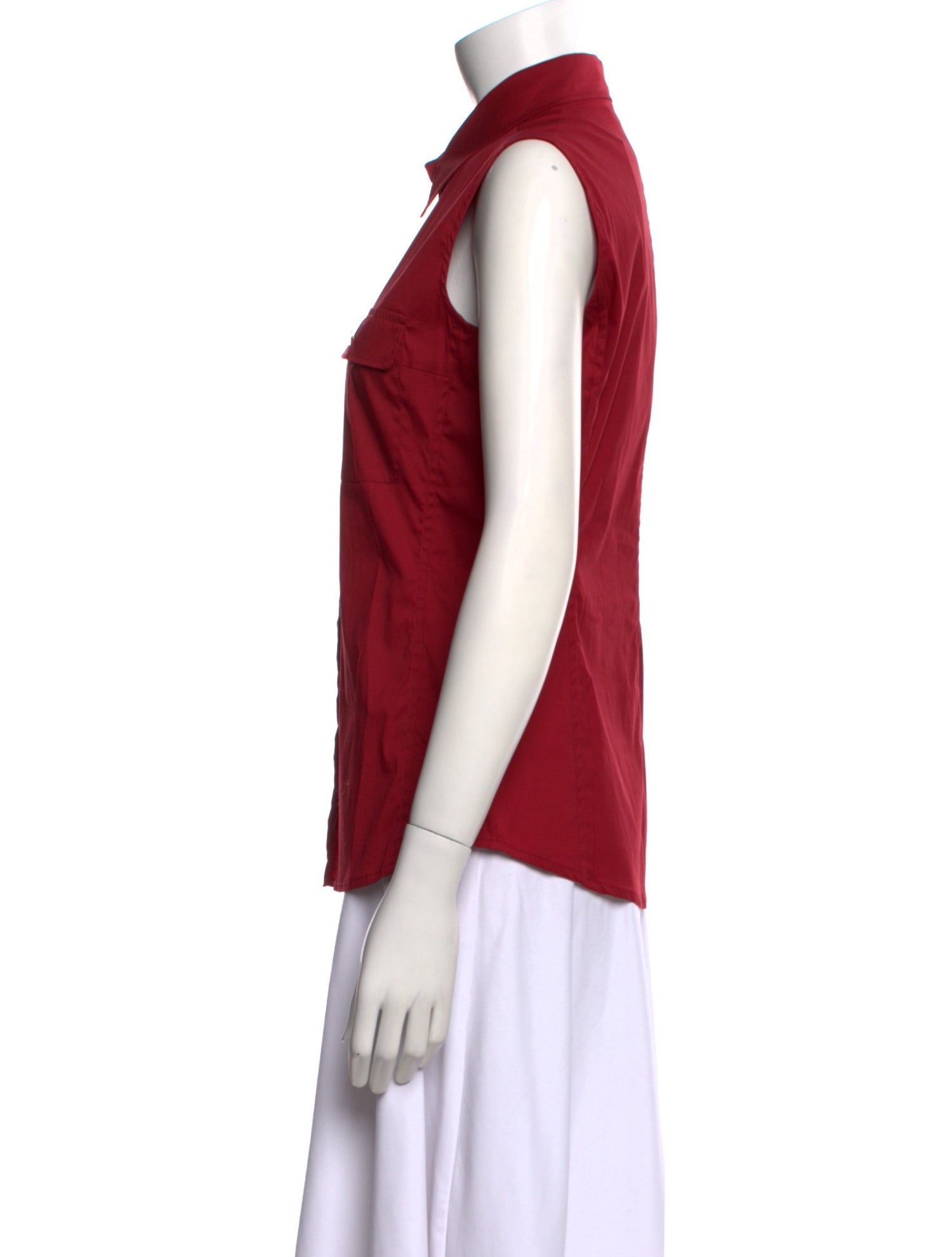 Yves Saint Laurent Rive Gauche Sleeveless Button-Up Top