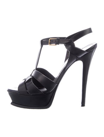 Yves Saint Laurent Rive Gauche Leather T-Strap Sandals
