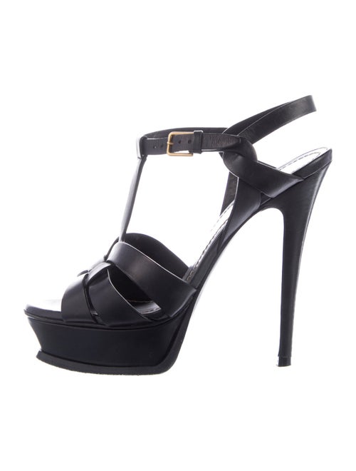 Yves Saint Laurent Rive Gauche Leather T-Strap Sandals
