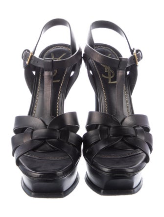 Yves Saint Laurent Rive Gauche Leather T-Strap Sandals