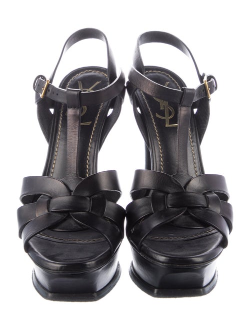 Yves Saint Laurent Rive Gauche Leather T-Strap Sandals