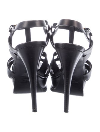 Yves Saint Laurent Rive Gauche Leather T-Strap Sandals